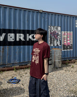 ウィーバー プリント オーバーサイズ ハーフスリーブ Tシャツ