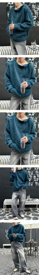 [Unisex] Wool hair button knit(3color)