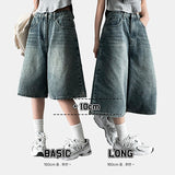Shumi waistband denim wide Bermuda shorts [Short & basic choice]