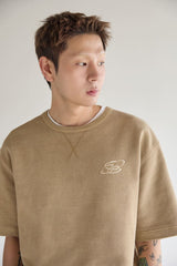 Pigment washed short-sleeved sweatshirt