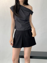 Sebit Check One-Off-Shoulder Blouse