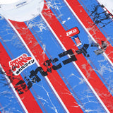 DirtyCoins Striped Destroy All Print T-Shirt Red Blue