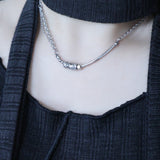 Surgical steel layered chain pendant necklace