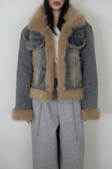 Quilted Lining) Earth Fur Denim Jacket