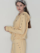 Studded set zip up hoodie - Butter