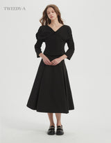 May pintuck flare long skirt