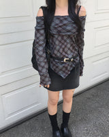 Argyle off shoulder T