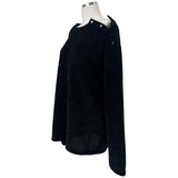 [UNISEX] Overfit velor off shoulder double snap button long sleeve knit T (4 colors)