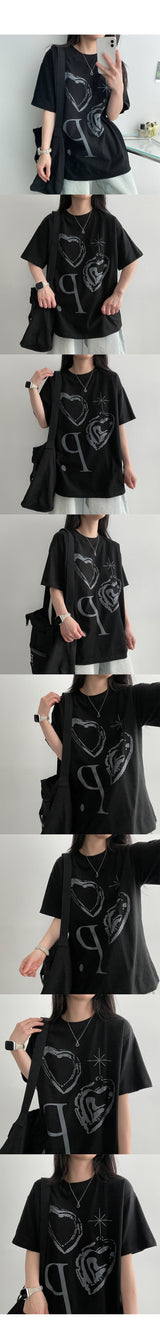Binning Heart Round Short-Sleeved T-Shirt (3 colors) - H&L