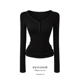 Lena Soft Button Slim Tee (4color)
