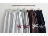 Rosé Star Embroidered String Wide Pants
