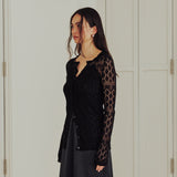 Diamond Sheer Knit Cardigan (BLACK)