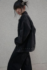 Studded selvage washed denim - Jacket
