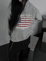 アメリカン フラッグ オーバーフィット フード(unisex / fleece-lined)
