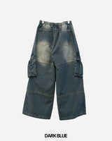 Deep-washed Cargo Denim Pants