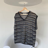 Net see-through dangara v neck knit vest 2C