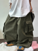 MULTI ALL CARGO SEMI WIDE BALLOON LONG PANTS 💚🐝🩶🖤 - 3 COLORS