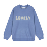 Mona Lovely Lettering Embroidery Loose Fit Round Knit