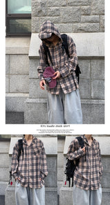Kits hoodie check shirt (Navy)