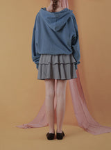 Fluffy double skirt_stripe black