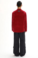 velvet chenille embroidered Mandarin collar shirt