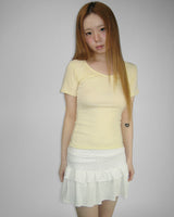 SUGAR SHIRRING SLIM SHORT SLEEVE T-SHIRT