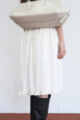 Satin Frill Midi Skirt (Ivory)
