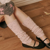 Dot Knit Leg Warmer (Dusty Pink)