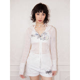 Long mesh sun-protective cardigan jacket