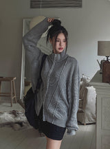 Belleun Line Dyeing Washing Knit Zip Up