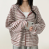 Itta Overfit Stripe Dangara Hooded Zip-Up