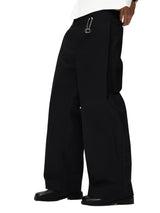 6CRAYON Rigid Coating Straight Black Pants with Side Pleats