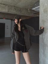 ヒナスリムロングリブボタン長袖Tシャツ