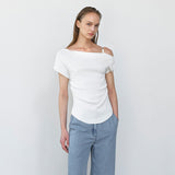 (T-7061)UNBALANCE ONE OFF SHOULDER KNIT