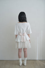 Big ribbon strap loose top - white