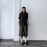 Structured Wide-Sleeve Black Top