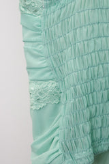 Lace-Trimmed Shirred Smocked Bra Top (Mint)