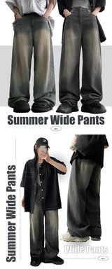[Summer long pants] ハイクオリティ! サマーワイドデニムパンツ