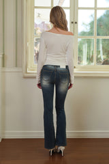 Muse One-Shoulder Shirring Top, White