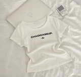 ワサップ レタリング ヒップムード ストレッチ ショートスリーブ Tシャツ(2 Colors)