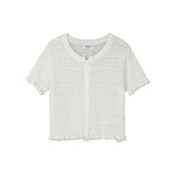 クロシェ ショートスリーブド ニット カーディガン (IVORY)