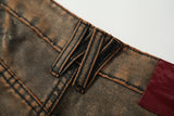 TIE SPRAYED BOOT CUT SUEDE PANTS