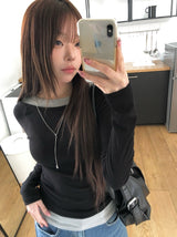 セルティカラーレイヤードオールインワン長袖Tシャツ