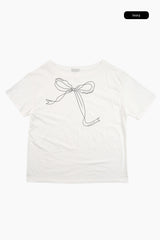 リボンアンバランスTシャツ