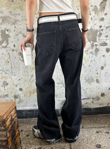 [Unisex] アンダーカッティングブーツカットパンツ