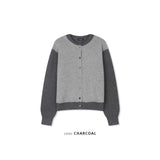 Layered wool knit cardigan(Charcoal)