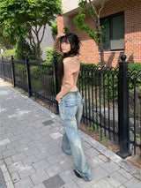 BACK POCKET WIDE JEANS