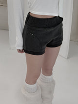 アクティブウォッシュ加工スタッドショートパンツ