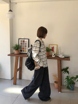 Kentally Stripe Collar Over Wool Knit