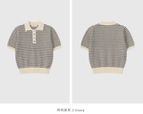Slow Collar Striped Short Sleeve Knit / 5 Colors